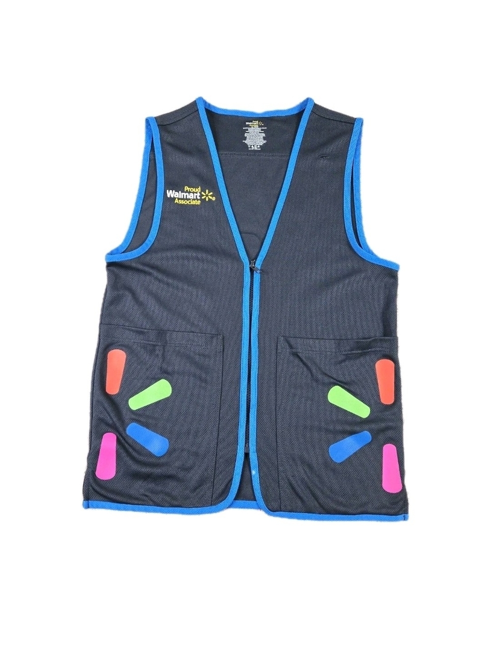 Walmart Employee Vest Proud Associate Uniform Unisex XS Blue Recycled Material
